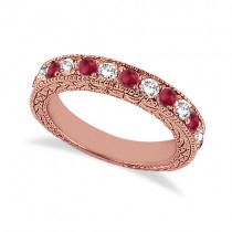 Antique Diamond & Ruby Wedding Ring 14kt Rose Gold (1.05ct)