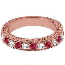 Antique Diamond & Ruby Wedding Ring 14kt Rose Gold (1.05ct)
