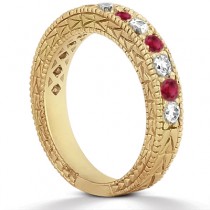 Antique Diamond & Ruby Wedding Ring 14kt Yellow Gold (1.05ct)