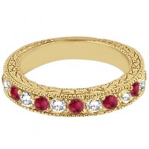 Antique Diamond & Ruby Wedding Ring 18kt Yellow Gold (1.05ct)