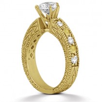 White and Yellow Diamond Engagement Ring 14K Yellow Gold 0.70ct