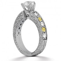 White & Yellow Diamond Engagement Ring & Band 14k White Gold (1.61ct)