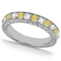 White & Yellow Diamond Engagement Ring & Band 14k White Gold (1.61ct)