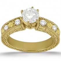 White & Yellow Diamond Engagement Ring & Band 14K Yellow Gold (1.61ct)