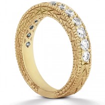 Antique Style Pave Set Wedding Ring Band 14k Yellow Gold (1.00ct)