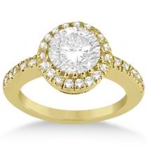Pave Halo Diamond Engagement Ring Setting 14k Yellow Gold (0.35ct)