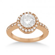 Pave Halo Diamond Engagement Ring Setting 18k Rose Gold (0.35ct)