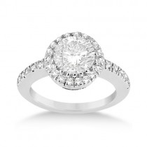 Pave Halo Diamond Engagement Ring Setting 18k White Gold (0.35ct)