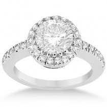Halo Engagement Ring & Matching Wedding Band 14k White Gold (0.55ct)