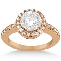Halo Engagement Ring & Matching Wedding Band 18k Rose Gold (0.55ct)