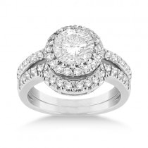 Halo Engagement Ring & Matching Wedding Band Platinum (0.55ct)