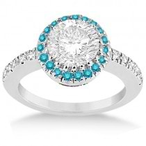 Halo Colored Diamond Engagement Ring Setting 14K White Gold 0.31ct