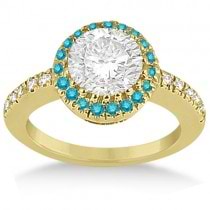 Halo Colored Diamond Engagement Ring Setting 14k Yellow Gold 0.31ct