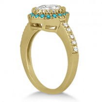 Halo Colored Diamond Engagement Ring Setting 14k Yellow Gold 0.31ct