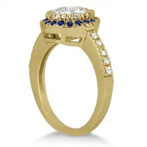 Pave Halo Sapphire & Diamond Engagement Ring 14k Yellow Gold (0.45ct)