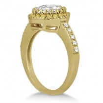 Halo Colored Diamond Engagement Ring Setting 14K Yellow Gold 0.31ct