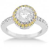 Halo Yellow Diamond Engagement Ring Bridal Set 14k White Gold (0.51ct)