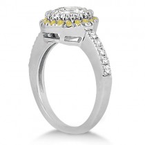 Halo Yellow Diamond Engagement Ring Bridal Set 14k White Gold (0.51ct)