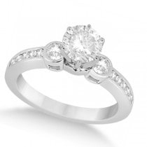Bezel Set Three-Stone Diamond Engagement Ring 14k W. Gold (0.50ct)
