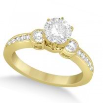 Bezel Set Three-Stone Diamond Engagement Ring 18k Y. Gold (0.50ct)