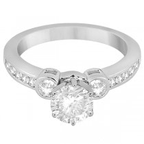 Bezel Set Three-Stone Diamond Engagement Ring Platinum (0.50ct)
