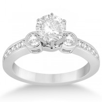 3 Stone Bezel Set Diamond Ring & Band Bridal Set 14k White Gold (1.08ct)