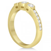 3 Stone Bezel Set Diamond Ring & Band Bridal Set 14k Y. Gold (1.08ct)