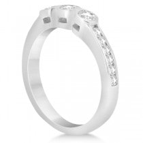 3 Stone Bezel Set Diamond Ring & Band Bridal Set Platinum (1.08ct)