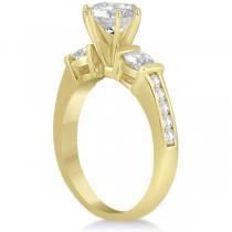 Bar Set Three-Stone Engagement Ring w/ Sidestones 14k Y. Gold (0.60ct)