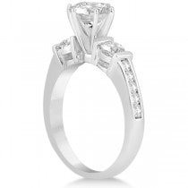 Bar Set Three-Stone Engagement Ring with Sidestones Platinum (0.60ct)