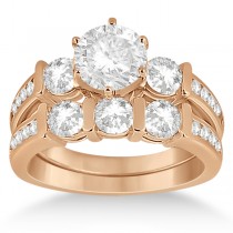 Channel & Bar-Set 3-Stone Diamond Bridal Set 18k Rose Gold (1.40ct)