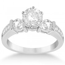 Channel & Bar-Set 3-Stone Diamond Bridal Set 14k White Gold (1.40ct)