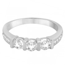 Channel and Bar-Set Three-Stone Diamond Ring 14k White Gold (0.80ct)