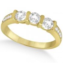 Channel and Bar-Set Three-Stone Diamond Ring 14k Yellow Gold (0.80ct)