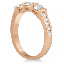 Channel and Bar-Set Three-Stone Diamond Ring 18k Rose Gold (0.80ct)