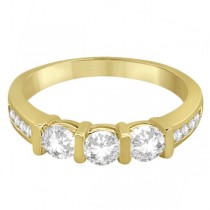 Channel and Bar-Set Three-Stone Diamond Ring 18k Yellow Gold (0.80ct)
