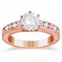 Channel Diamond & Pink Sapphire Engagement Ring 14K R Gold (0.40ct)
