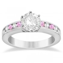 Channel Diamond & Pink Sapphire Engagement Ring Platinum (0.40ct)