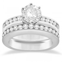 Classic Channel Set Diamond Bridal Ring Set 18K White Gold (0.72ct)