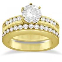 Classic Channel Set Diamond Bridal Ring Set 18K Yellow Gold (0.72ct)