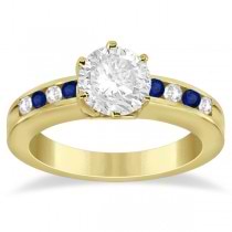 Semi-Eternity Blue Sapphire Gem Bridal Set 14K Yellow Gold (0.96ct)