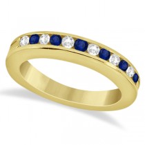 Semi-Eternity Blue Sapphire Gem Bridal Set 14K Yellow Gold (0.96ct)