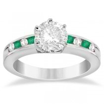 Semi-Eternity Emerald Gemstone Bridal Set 14K White Gold (0.96ct)