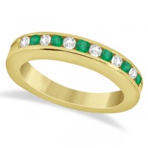 Semi-Eternity Emerald Gemstone Bridal Set 14K Yellow Gold (0.96ct)