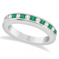 Semi-Eternity Emerald Gemstone Bridal Set Platinum (0.96ct)