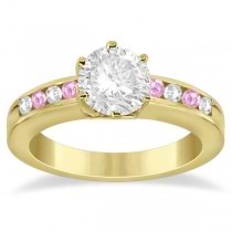 Semi-Eternity Pink Sapphire Gem Bridal Set 14K Yellow Gold (0.96ct)