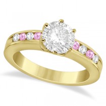 Semi-Eternity Pink Sapphire Gem Bridal Set 14K Yellow Gold (0.96ct)