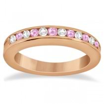 Semi-Eternity Pink Sapphire Gem Bridal Set 18K Rose Gold (0.96ct)