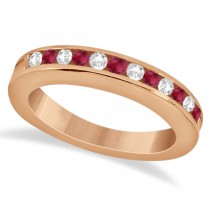 Semi-Eternity Ruby Gemstone & Diamond Bridal Set 18K Rose Gold 0.96ct