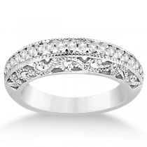 Vintage Filigree Diamond Bridal Ring Set 14K White Gold (0.64ct)